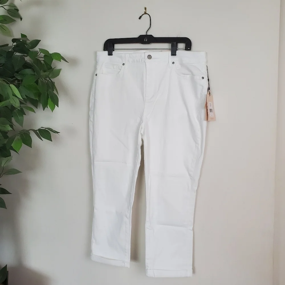 NYDJ Lift Tuck Technology Chloe Capri White Jeans Size 14 - Picture 2 of 14
